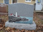 #64 - Glass Art on Gray - Portland Headlight- colored glass art-guaranteed forever